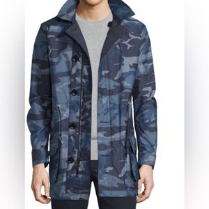 Burberry Camo-Print Nylon Single-Layer Jacket in Navy